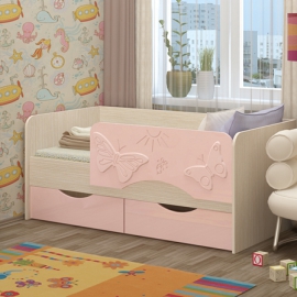 Детская кровать с бортиком Бабочки